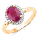 1.59 Carat Genuine Ruby and White Diamond 10K Yellow Gold Ring-1