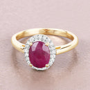 1.59 Carat Genuine Ruby and White Diamond 10K Yellow Gold Ring-4