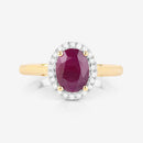 1.59 Carat Genuine Ruby and White Diamond 10K Yellow Gold Ring-8