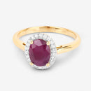 1.59 Carat Genuine Ruby and White Diamond 10K Yellow Gold Ring-9