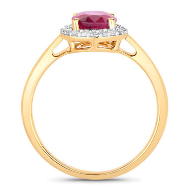 1.59 Carat Genuine Ruby and White Diamond 10K Yellow Gold Ring - 0