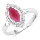 1.52 Carat Genuine Ruby and White Diamond 10K White Gold Ring-1