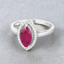 1.52 Carat Genuine Ruby and White Diamond 10K White Gold Ring-4