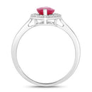 1.52 Carat Genuine Ruby and White Diamond 10K White Gold Ring-2