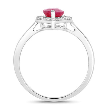 1.52 Carat Genuine Ruby and White Diamond 10K White Gold Ring - 0