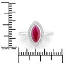 1.52 Carat Genuine Ruby and White Diamond 10K White Gold Ring-3