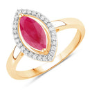 1.52 Carat Genuine Ruby and White Diamond 10K Yellow Gold Ring-1
