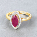 1.52 Carat Genuine Ruby and White Diamond 10K Yellow Gold Ring-4