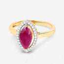 1.52 Carat Genuine Ruby and White Diamond 10K Yellow Gold Ring-9