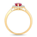 1.52 Carat Genuine Ruby and White Diamond 10K Yellow Gold Ring-2