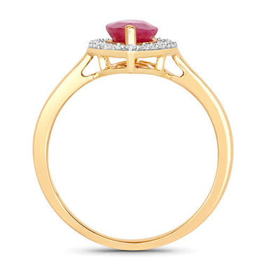 1.52 Carat Genuine Ruby and White Diamond 10K Yellow Gold Ring - 0