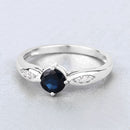 0.89 Carat Genuine Blue Sapphire and White Diamond 10K White Gold Ring-4