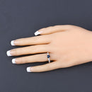 0.89 Carat Genuine Blue Sapphire and White Diamond 10K White Gold Ring-5