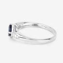 0.89 Carat Genuine Blue Sapphire and White Diamond 10K White Gold Ring-6