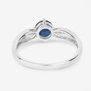 0.89 Carat Genuine Blue Sapphire and White Diamond 10K White Gold Ring-7