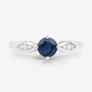 0.89 Carat Genuine Blue Sapphire and White Diamond 10K White Gold Ring-8