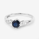 0.89 Carat Genuine Blue Sapphire and White Diamond 10K White Gold Ring-9