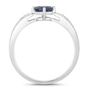 0.89 Carat Genuine Blue Sapphire and White Diamond 10K White Gold Ring-2