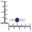 0.89 Carat Genuine Blue Sapphire and White Diamond 10K White Gold Ring-3