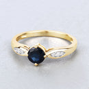 0.89 Carat Genuine Blue Sapphire and White Diamond 10K Yellow Gold Ring-4