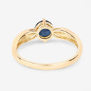 0.89 Carat Genuine Blue Sapphire and White Diamond 10K Yellow Gold Ring-8
