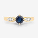 0.89 Carat Genuine Blue Sapphire and White Diamond 10K Yellow Gold Ring-9