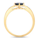 0.89 Carat Genuine Blue Sapphire and White Diamond 10K Yellow Gold Ring-2