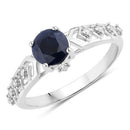 1.13 Carat Genuine Blue Sapphire and White Diamond 10K White Gold Ring-1