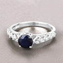 1.13 Carat Genuine Blue Sapphire and White Diamond 10K White Gold Ring-4