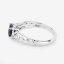 1.13 Carat Genuine Blue Sapphire and White Diamond 10K White Gold Ring-6