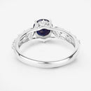 1.13 Carat Genuine Blue Sapphire and White Diamond 10K White Gold Ring-7
