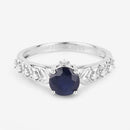 1.13 Carat Genuine Blue Sapphire and White Diamond 10K White Gold Ring-8