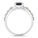1.13 Carat Genuine Blue Sapphire and White Diamond 10K White Gold Ring-2