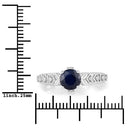 1.13 Carat Genuine Blue Sapphire and White Diamond 10K White Gold Ring-3