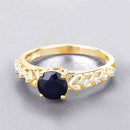 1.13 Carat Genuine Blue Sapphire and White Diamond 10K Yellow Gold Ring-4