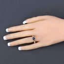 1.13 Carat Genuine Blue Sapphire and White Diamond 10K Yellow Gold Ring-5