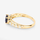 1.13 Carat Genuine Blue Sapphire and White Diamond 10K Yellow Gold Ring-6