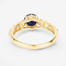 1.13 Carat Genuine Blue Sapphire and White Diamond 10K Yellow Gold Ring-7