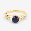1.13 Carat Genuine Blue Sapphire and White Diamond 10K Yellow Gold Ring-8