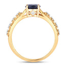 1.13 Carat Genuine Blue Sapphire and White Diamond 10K Yellow Gold Ring-2