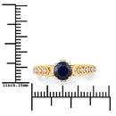 1.13 Carat Genuine Blue Sapphire and White Diamond 10K Yellow Gold Ring-3