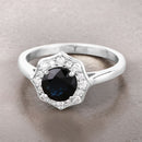 1.34 Carat Genuine Blue Sapphire and White Diamond 10K White Gold Ring-4