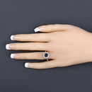 1.34 Carat Genuine Blue Sapphire and White Diamond 10K White Gold Ring-5
