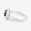 1.34 Carat Genuine Blue Sapphire and White Diamond 10K White Gold Ring-6