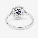 1.34 Carat Genuine Blue Sapphire and White Diamond 10K White Gold Ring-7