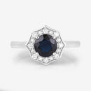 1.34 Carat Genuine Blue Sapphire and White Diamond 10K White Gold Ring-8