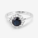 1.34 Carat Genuine Blue Sapphire and White Diamond 10K White Gold Ring-9