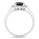 1.34 Carat Genuine Blue Sapphire and White Diamond 10K White Gold Ring-2