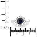 1.34 Carat Genuine Blue Sapphire and White Diamond 10K White Gold Ring-3