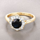 1.34 Carat Genuine Blue Sapphire and White Diamond 10K Yellow Gold Ring-4